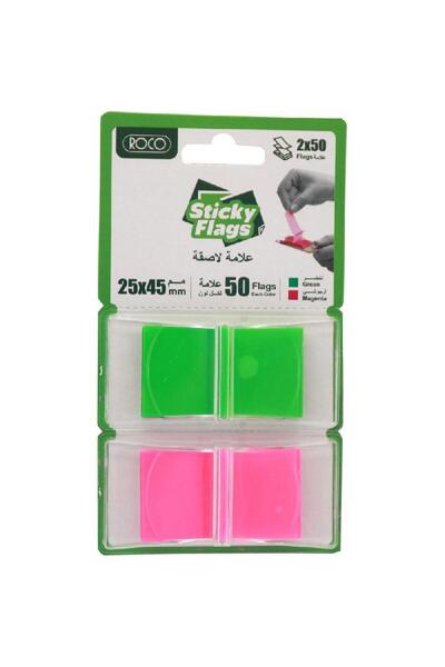 Roco أعلام شريطية - خضراء وأرجوانية، قابلة للكتابة عليها وتغيير موضعها