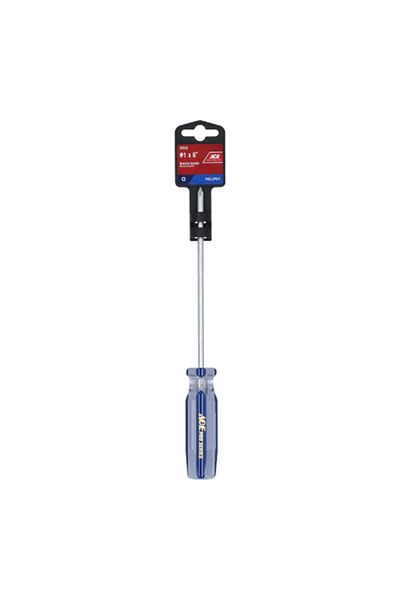 ACE Chemical-Resistant Easy-Grip Handle Phillips Screwdriver Blue and Silver 1 x 6inch