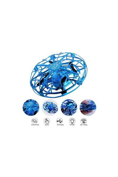 Generic Mini dronă cu senzori infraroșii, rotație la 360 de grade, control prin gesturi, albastră