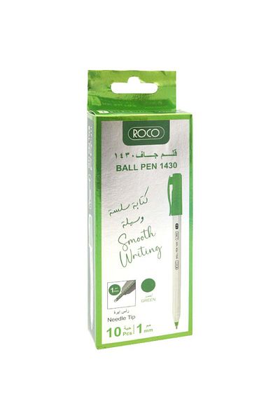 Roco 1430 Dry Ink Ballpoint Pen – 1 mm Tip, Red Ink, Pack of 10