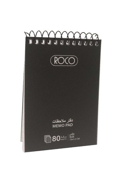 Roco Pocket Memo Notebook – 160 Pages, 7.9 x 11.2 cm, Lined, Black Cover