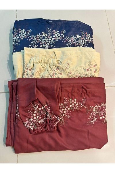 Gerenic Embroidered prayer shawl, cool cotton, open to wear - set of 3 pieces in different colors