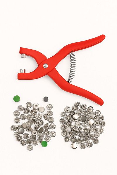 keyfisepet en keyifli sepet Metal Snap Fastener Pliers and 100-Piece Snap Fastener Set – for Clothing, Leather, Bags