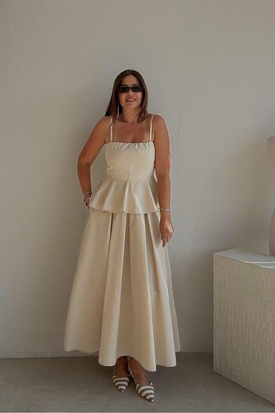 ELVAN TOLON Beige Bustier Skirt Set