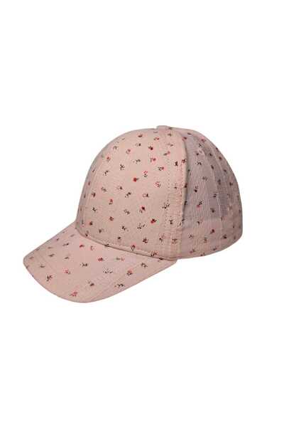 Kitti Spteks Kitti 1-3 Years Old Girl's Pink Color Crispy Flower Patterned Summer Hat