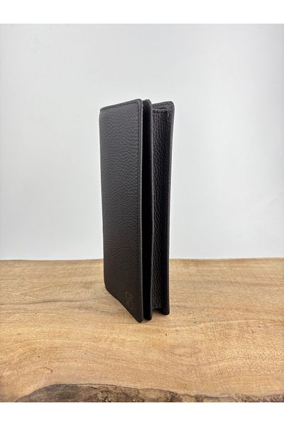 özdemirler deri 100% Genuine Leather Handheld Portfolio with Phone Compartment Gift for Men - Black