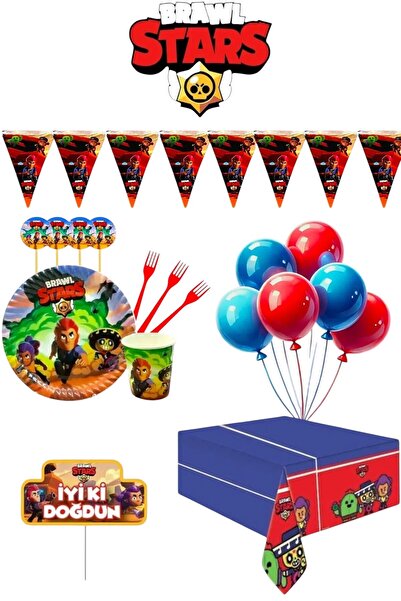 Azebu مجموعة حفلات عيد ميلاد Brawl Stars تتسع لـ 8 أشخاص مع بالونات نقاش
