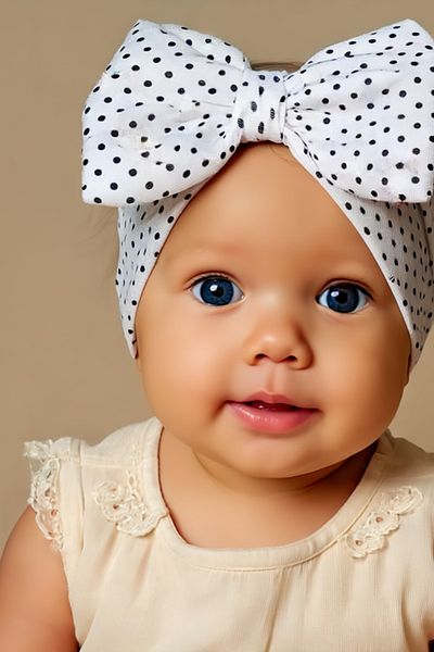 Bebekino Baby Girl Bow Bonnet Polka Dot