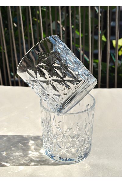 Qualitev Set of 2 Crystal Whiskey Glasses Cocktail Soft Drink Glass-340 ml Muse