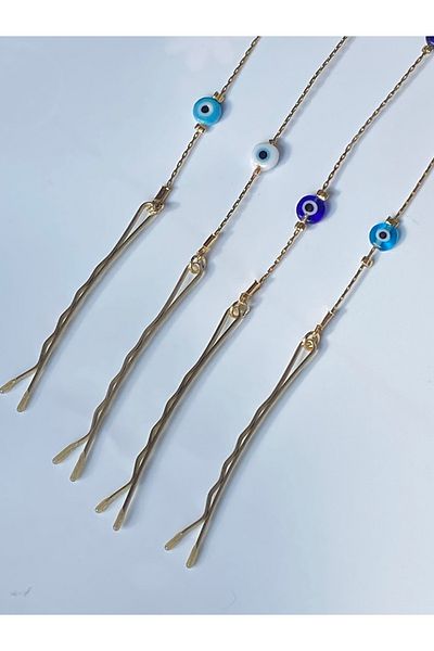 kurukafagift Hair Accessory Evil Eye Beaded Summer Hair Ornament Buckle Wire