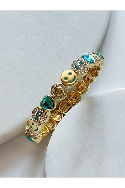 CHARMLUCKY Steel Smile-Heart Elastic Bracelet