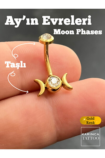 Karınca Piercing Ay Evreleri Moon Phases Taşlı Göbek Piercing