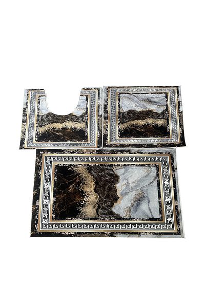 PATRU ANOTIMPURI Covor de baie 3 piese, antiderapant, lavabil, 60x100/50x60/50x60 cm