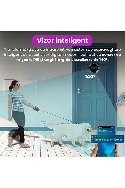 Spionescu Smart door viewer with 1080P video camera, 2.4G WiFi, motion detection, two-way audio