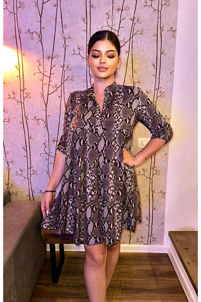 Intisimo Summer Dress, Loose, Animal Print, Gray