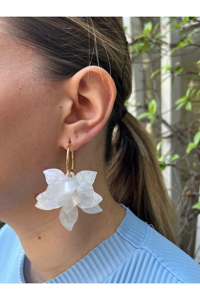 MODA Large Flower Detailed Dangle Women's Earrings with 3 Color Options – Elegant Design
