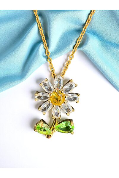 TWOGAN باباتيا، قلادة ذهبية اللون مع أحجار ملونة، قلادة زهرة الصيف