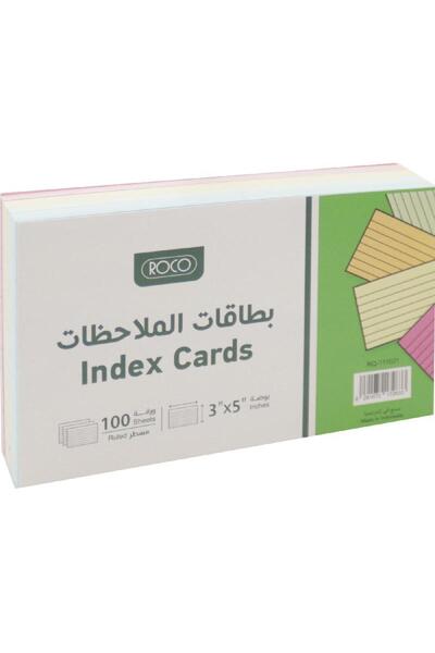 Roco Index Cards – 3" x 5", Assorted Colors, Blank
