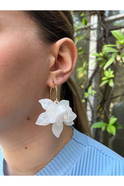 MODA Large Flower Detailed Dangle Women's Earrings with 3 Color Options – Elegant Design