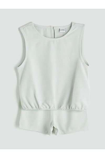 LC Waikiki Lcw kids gray linen blend girl's blouse and shorts