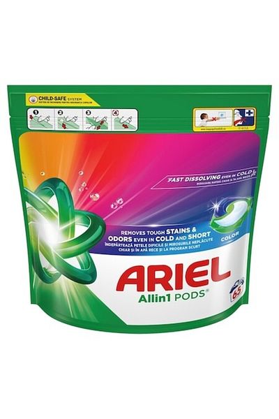 Ariel Detergent De Rufe Capsule All In One Color, 65 Spălări
