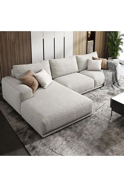 Generic أريكة Maple HOME الحديثة النوردية على شكل حرف L أريكة زاوية لغرفة المعيشة (رمادي فاتح، يمين)