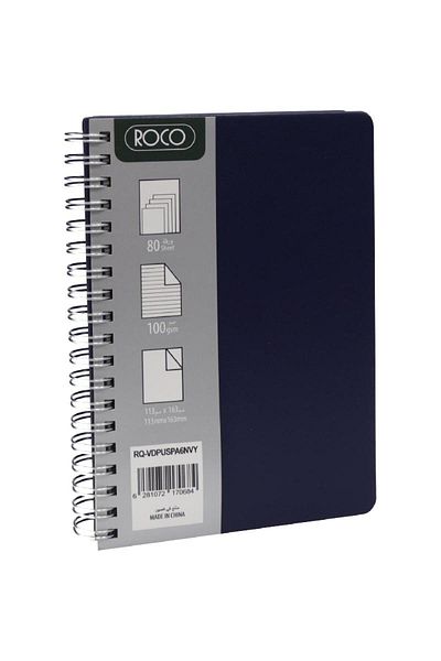 Roco Leatherette Pocket Notebook – 11.3 x 16.3 cm, 80 Sheets, Lined, Navy Blue
