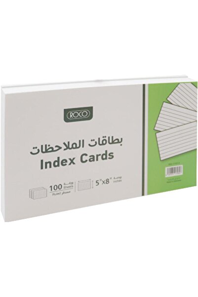 Roco بطاقات فهرسة - ٥ × ٨ بوصة، بيضاء، فارغة