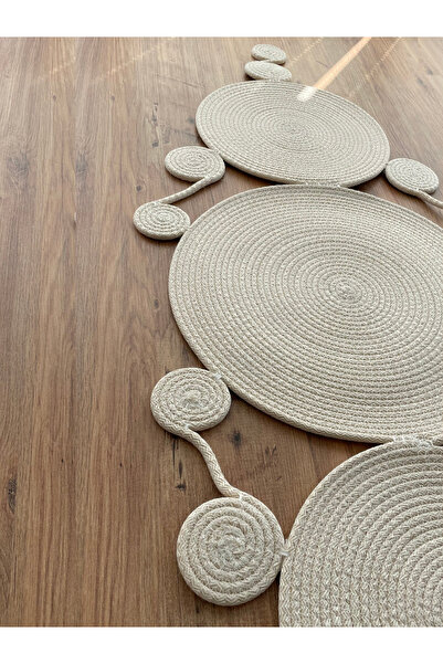 Isla&Fınch Bej jüt masa runner,bohem boho balkon masası dekorasyon,vintage na...