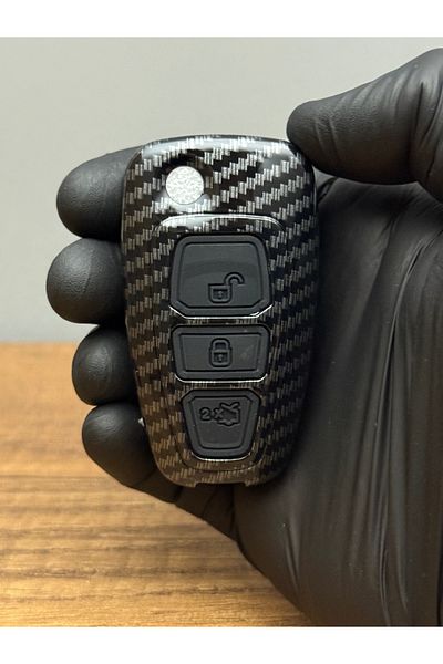 Luxe Aksesuarr Ford Focus -Transit - Fiesta Mondeo C-Max Switchblade 3 Button Carbon Fiber Key Protection Case