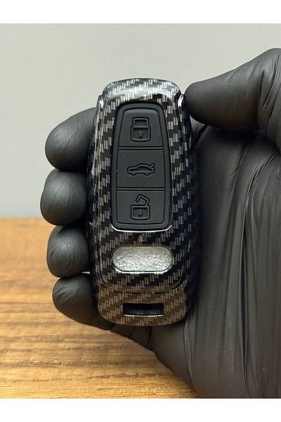 Luxe Aksesuarr For Audi Smart A8L Q7 A6 A7 C8 E-Tron 3 Buttons New Case 3-Button Carbon Fiber Key Protect Case