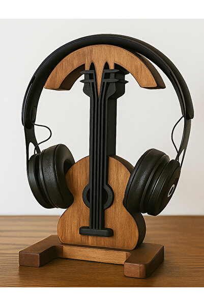 Srd3dMaker Ahşap Görünümlü Gitar Tasarımlı Kulaklık Standı - Dekoratif & Fonk...