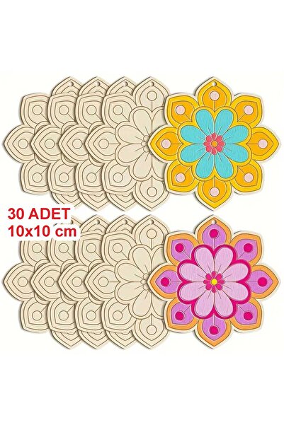 birlazer 30x Mandala Ahşap Boyama Otonom Gelişim Çocuk Etkinliği Çocuk Gelişimi