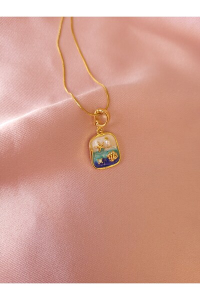 Jewerly Ocean's Charm Minimal Sanat Deniz Temalı Çelik Kolye