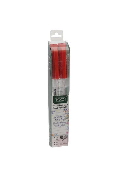 Roco 1427 Dry Ink Ballpoint Pens – Red Ink, 1 mm, Pack of 2