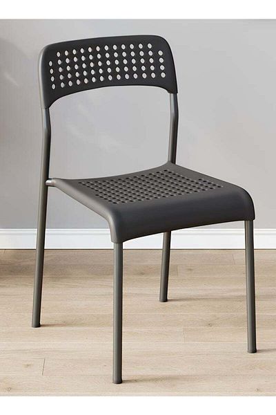 Taimi Dining Chair with Plastic Seat and Metal Legs, Stackable, for Living Room, Garden Black