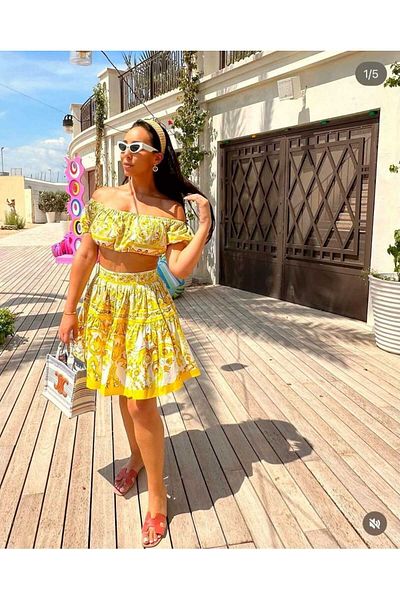 Butik Şenel Printed Crop Skirt Mini Set