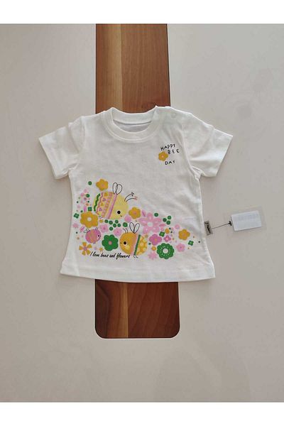Asel Baby Girl's Summer 2-Piece Set with Ants and Flower Pattern Shorts with Shoulder Clips