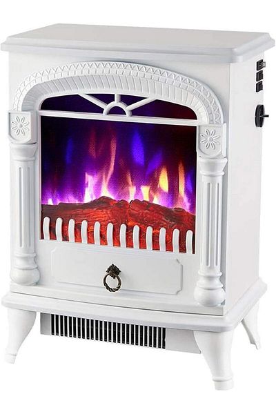 rexa 19” Compact Electric Fireplace Stove Heater with Flame Effect – Black