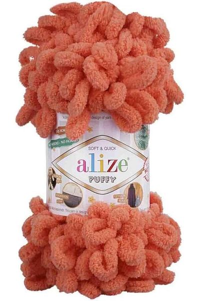 Alize Puffy Hand Knitting Yarn 1PC (Coral No. 619)