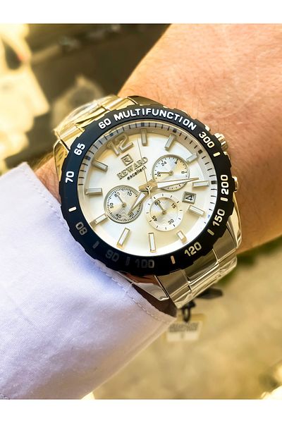 Reward Men's Wrist Watch Waterproof Silver Color Steel Cord Bracelet Gift