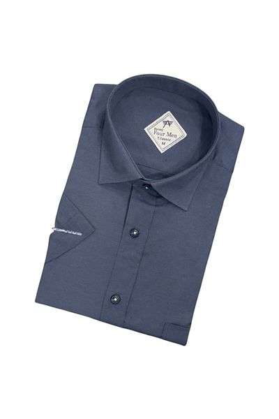 GÖMLEK GALERİSİ Men's Classic Relaxed Fit Pocket Plain Filafil Short Sleeve Shirt