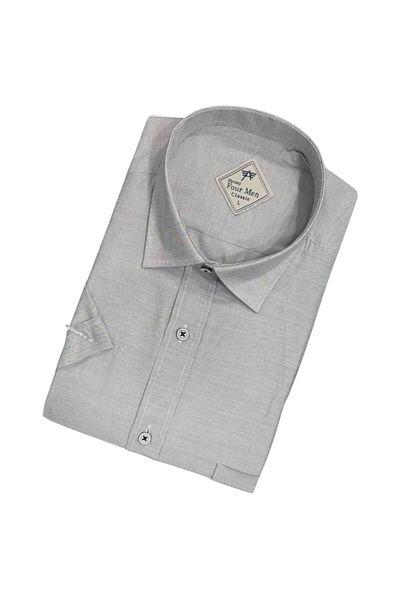 GÖMLEK GALERİSİ Men's Classic Relaxed Fit Pocket Plain Filafil Short Sleeve Shirt