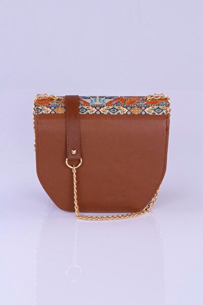 MODA Colorful Ethnic Kilim Patterned Women's Shoulder Bag – Bohemian Style, Chain Strap, Lock Cover