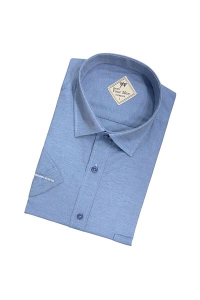 GÖMLEK GALERİSİ Men's Classic Relaxed Fit Pocket Plain Filafil Short Sleeve Shirt