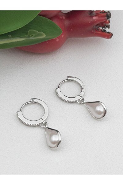 Siya Silver Damla İncili ve Zirkon Taşlı Çelik Küpe - 2,9 cm