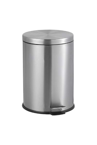EKO Elegant and Modern Design Round Shaped Hands-Free Pedal Bin Silver 20 Liter