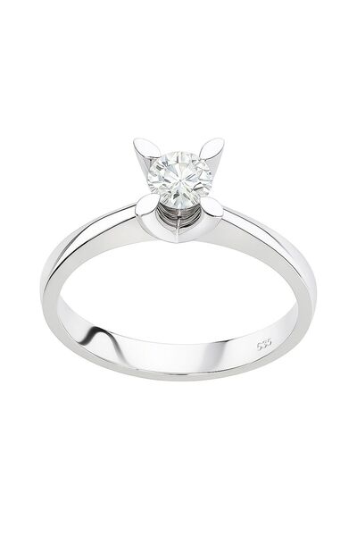 Tuğrul Kuyumculuk JTR Sertifikalı 14 Ayar Beyaz Altın Tektaş Pırlanta Yüzük – 3.53 gr | 0.29 ct Doğal Elmas