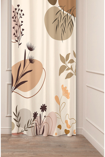 GREENDECOR Floral Bohemian Minimalist Leaf Cream Beige Patterned Special Desi...