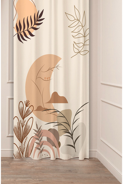 GREENDECOR Floral Bohemian Minimalist Leaf Beige Cream Patterned Special Desi...